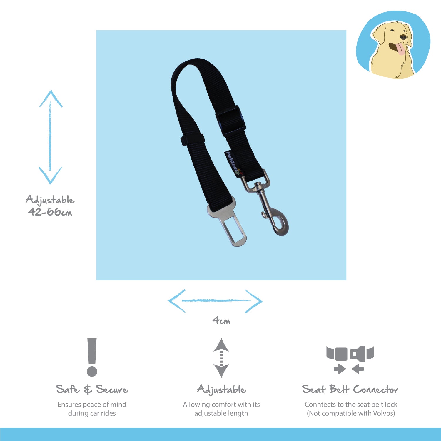 dog seat belt, dog travel accessories