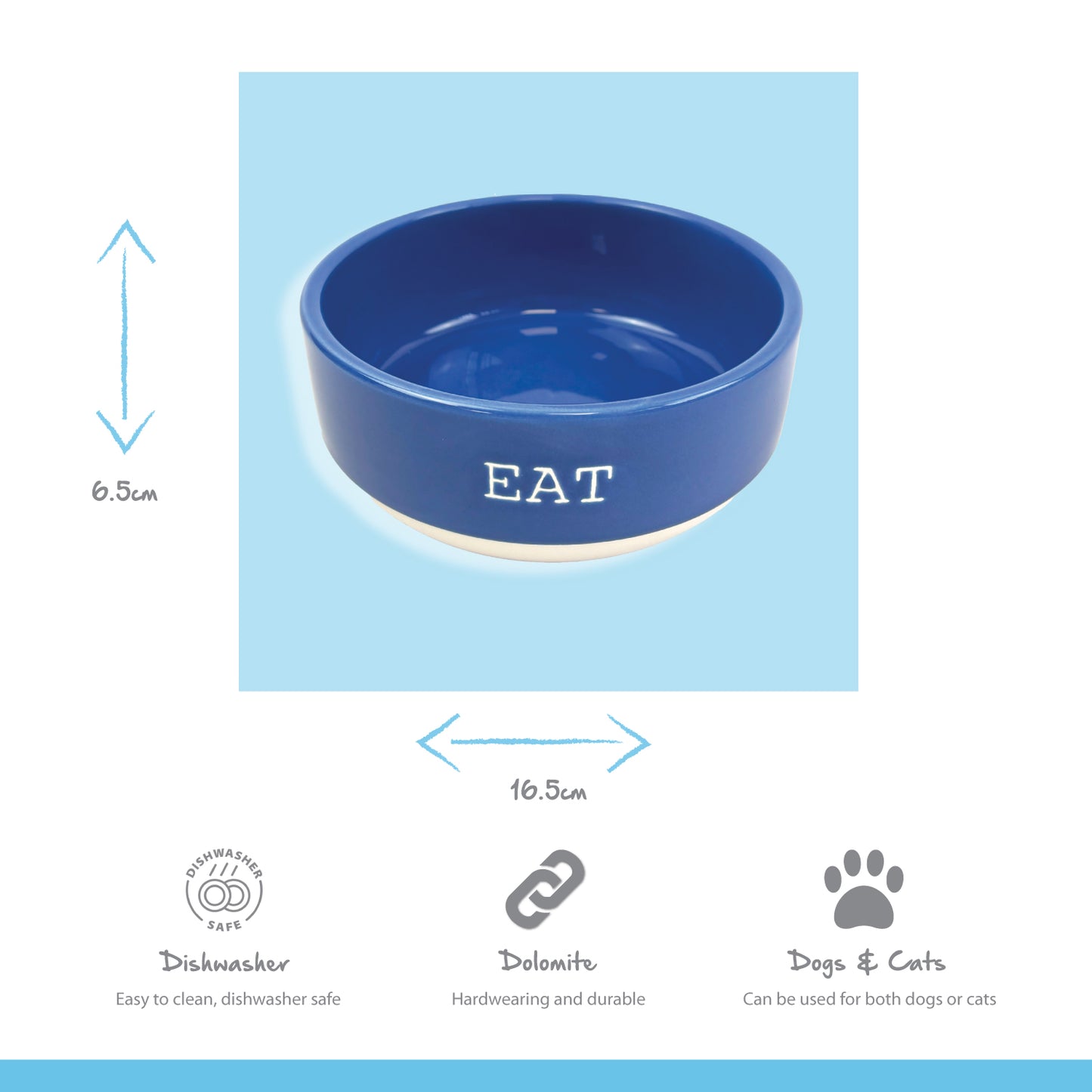 Azure Blue Eat Pet Bowl