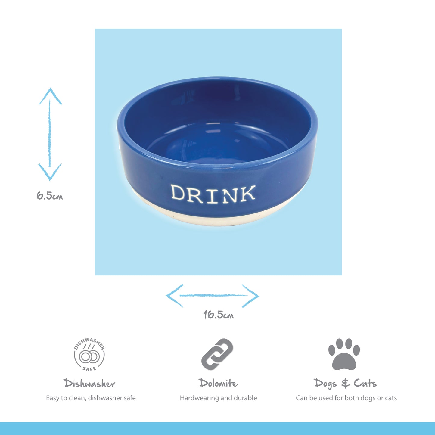 Azure Blue Drink Pet Bowl