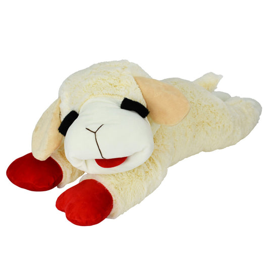 large lamb chop soft dog toy with squeakers