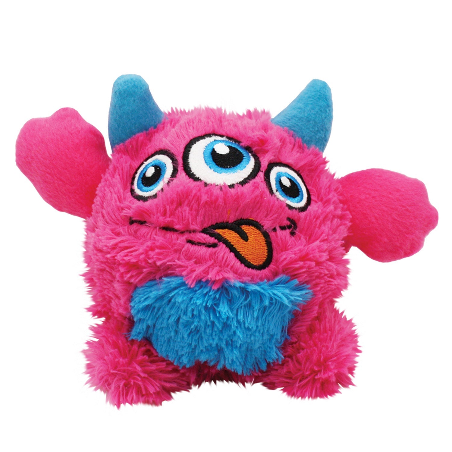 oggles pink monster soft dog toy with squeaky ball inside