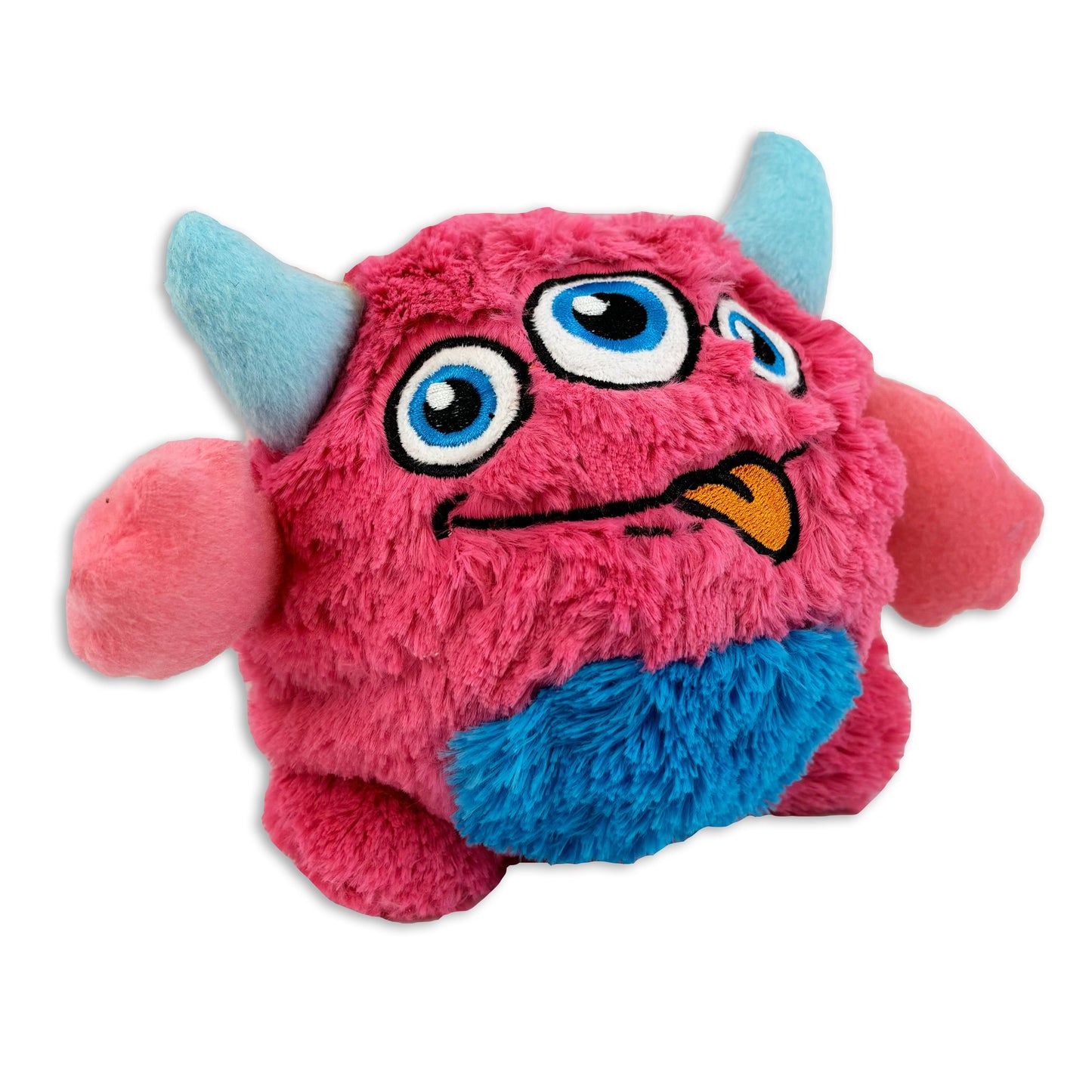 oggles pink monster soft dog toy with squeaker ball inside