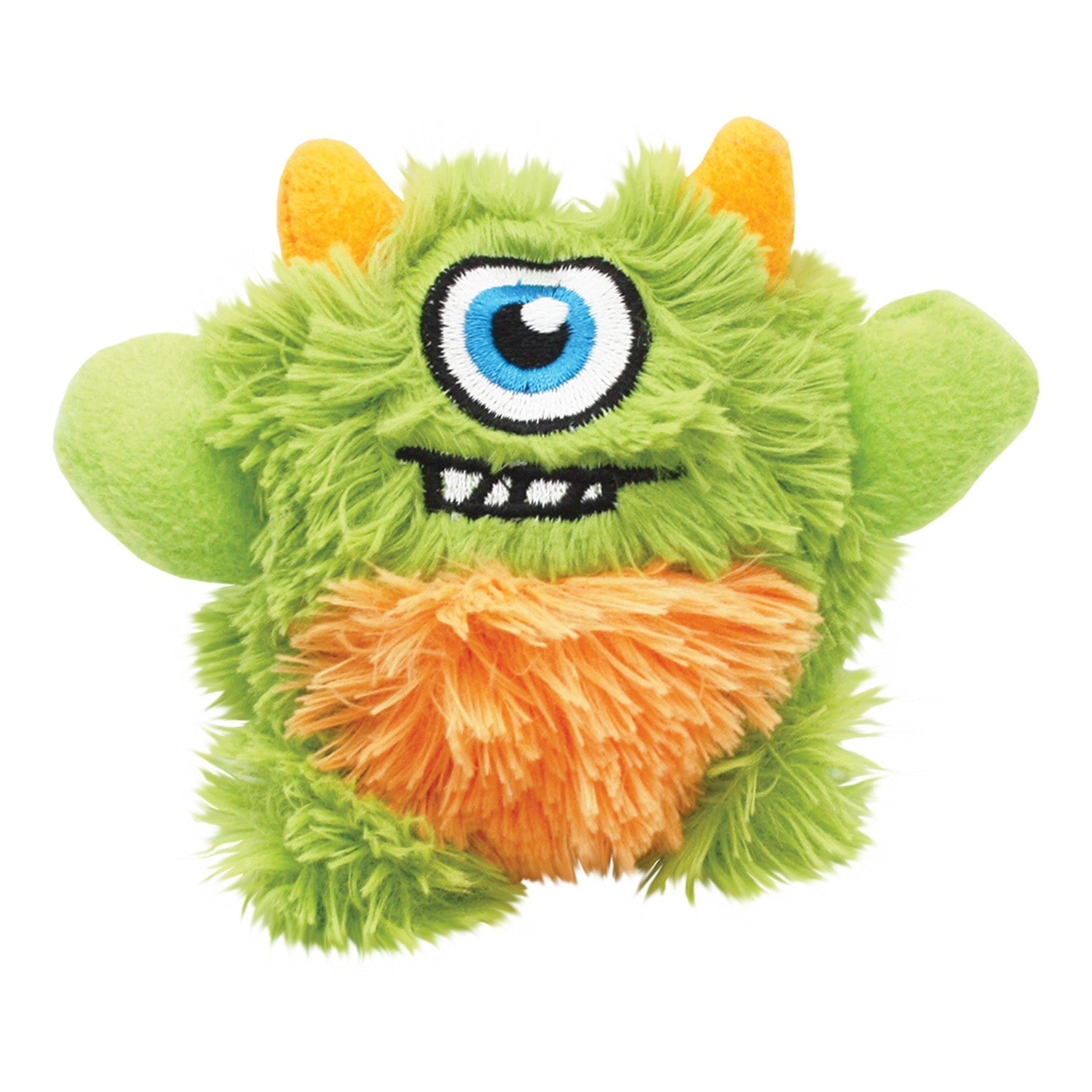 oggles green monster soft dog toy with squeaky ball inside