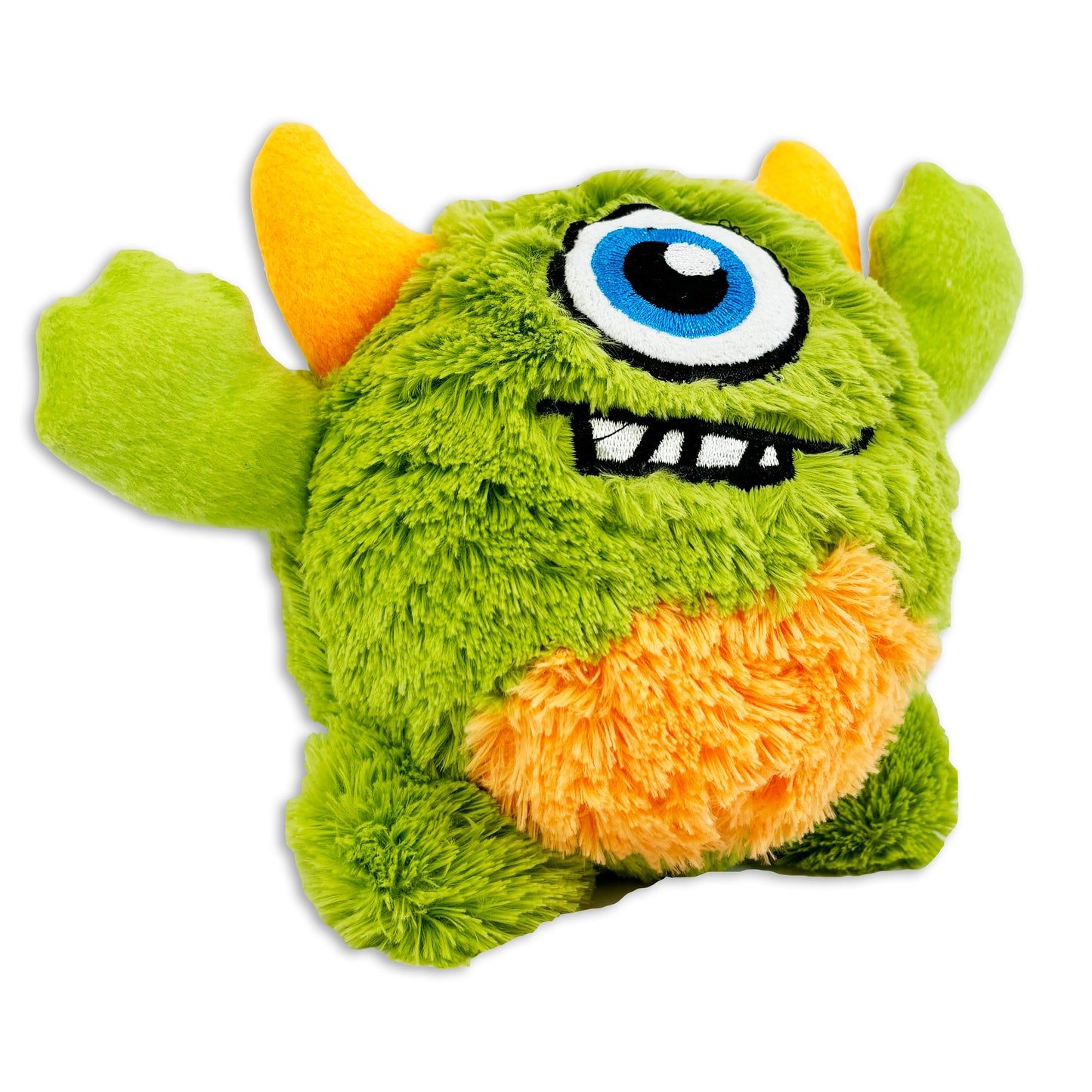 oggles green monster soft dog toy with squeaky ball inside
