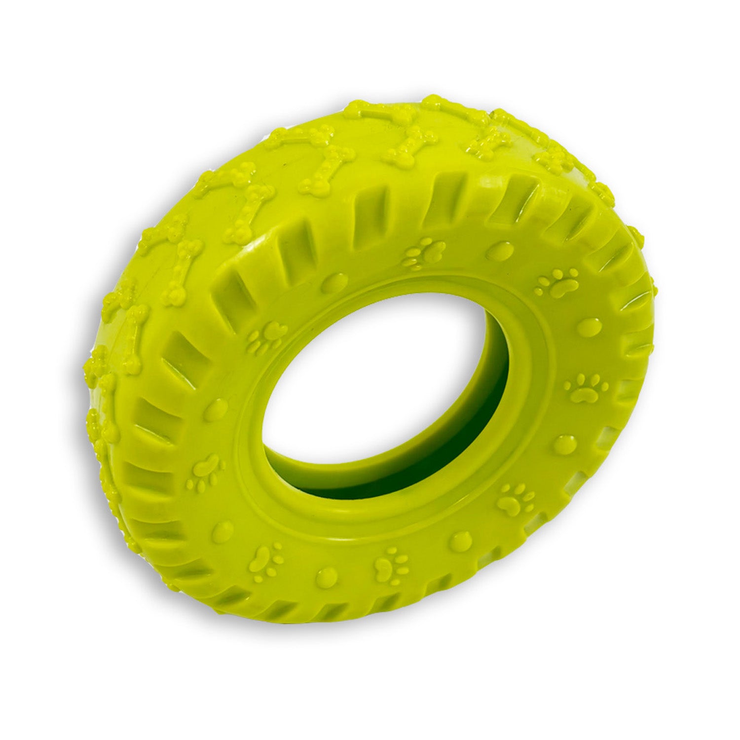tough rubber tyre shaped dog toy great for teeth & gums