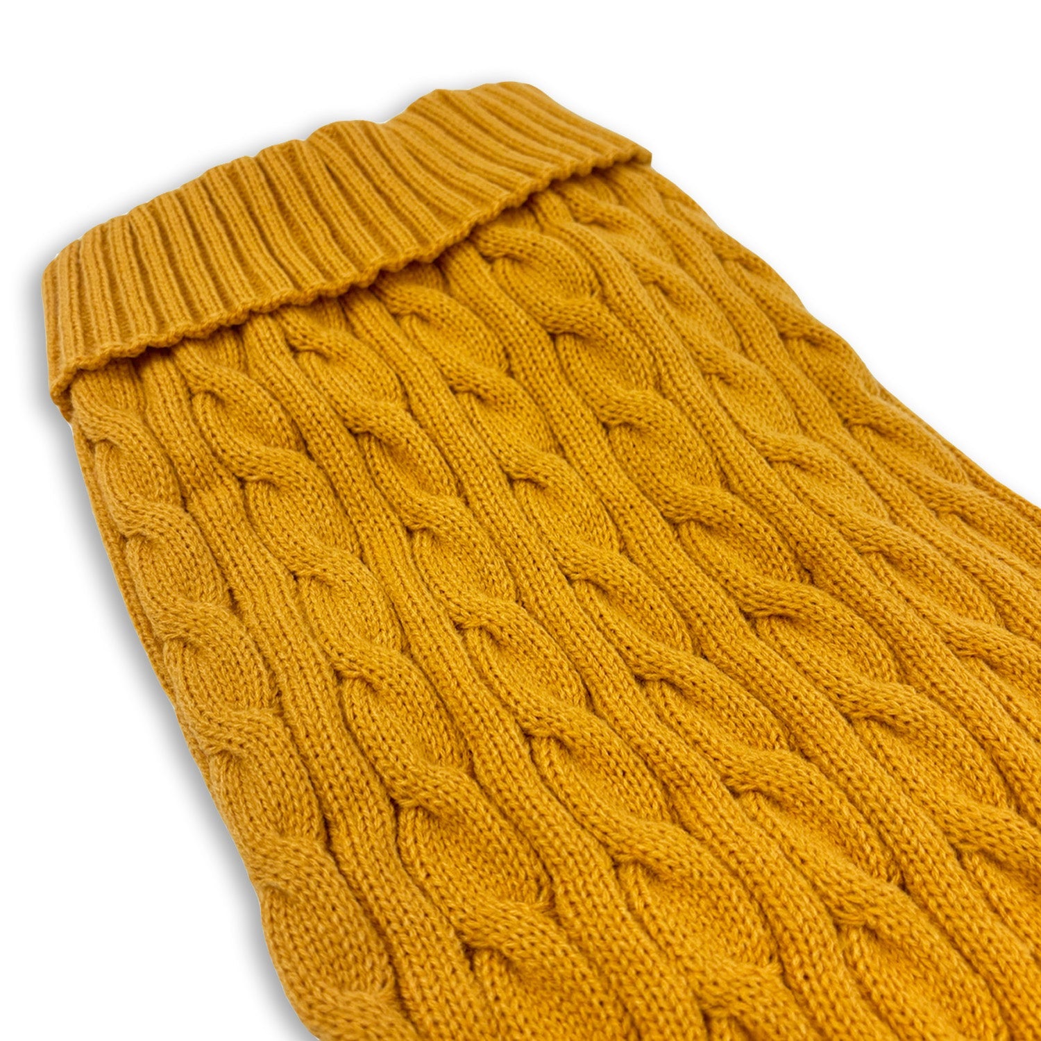 soft knitted mustard dog jumper