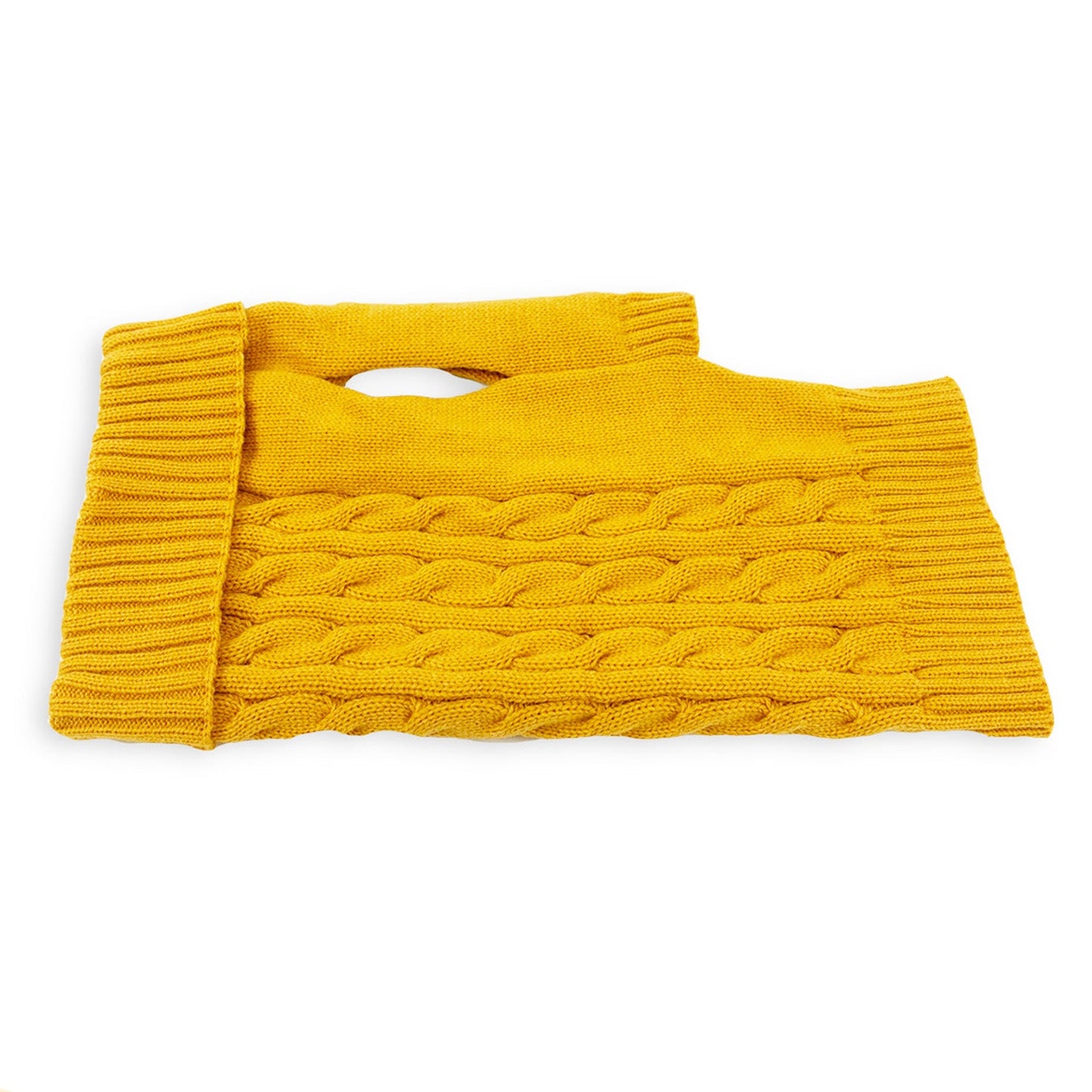 soft knitted mustard dog jumper