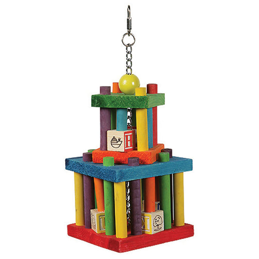 natural wooden colourful hanging bird toy