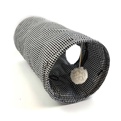 Tabby Patch Black Check Cat Tunnel