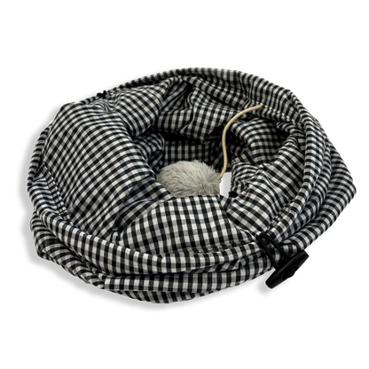 Tabby Patch Black Check Cat Tunnel