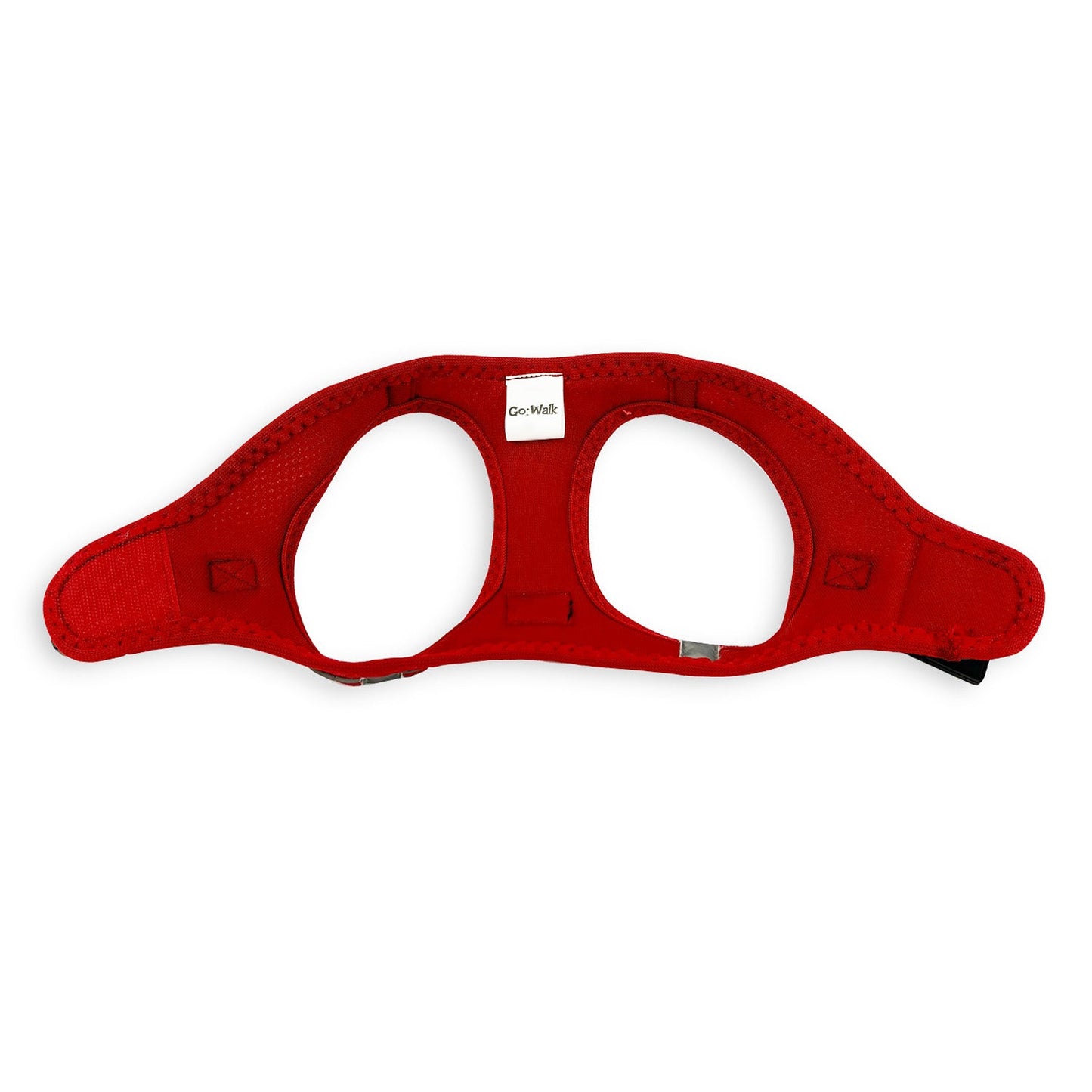 red opened walking dog harness with reflective piping