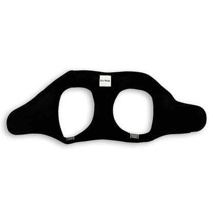black opened walking dog harness with reflective piping
