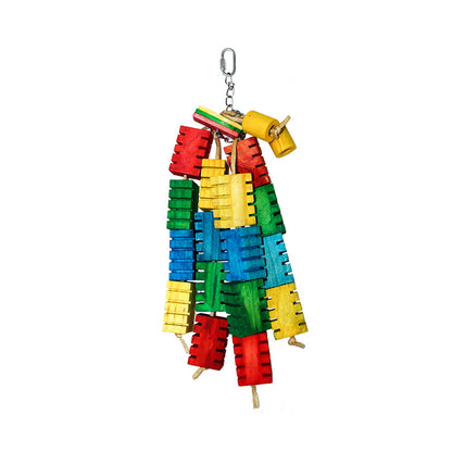 natural wooden colourful hanging bird toy