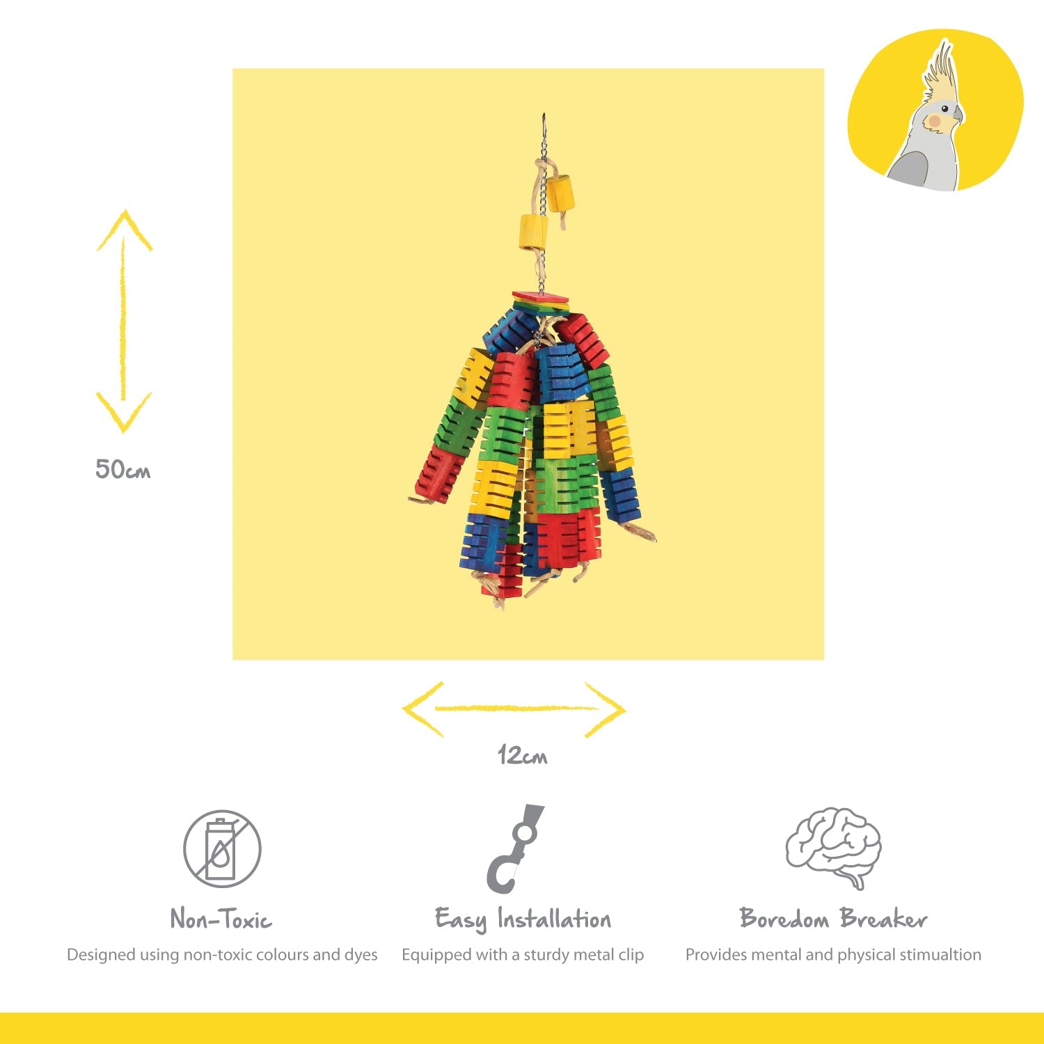 natural wooden colourful hanging bird toy