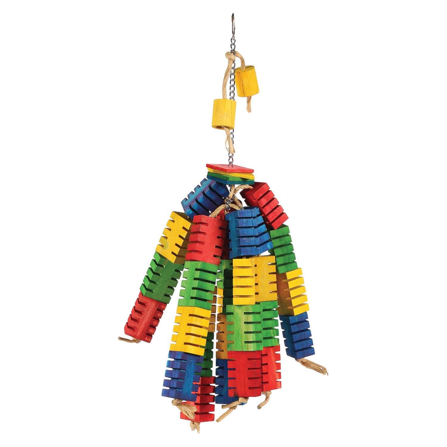 natural wooden colourful hanging bird toy