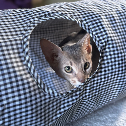 Tabby Patch Black Check Cat Tunnel